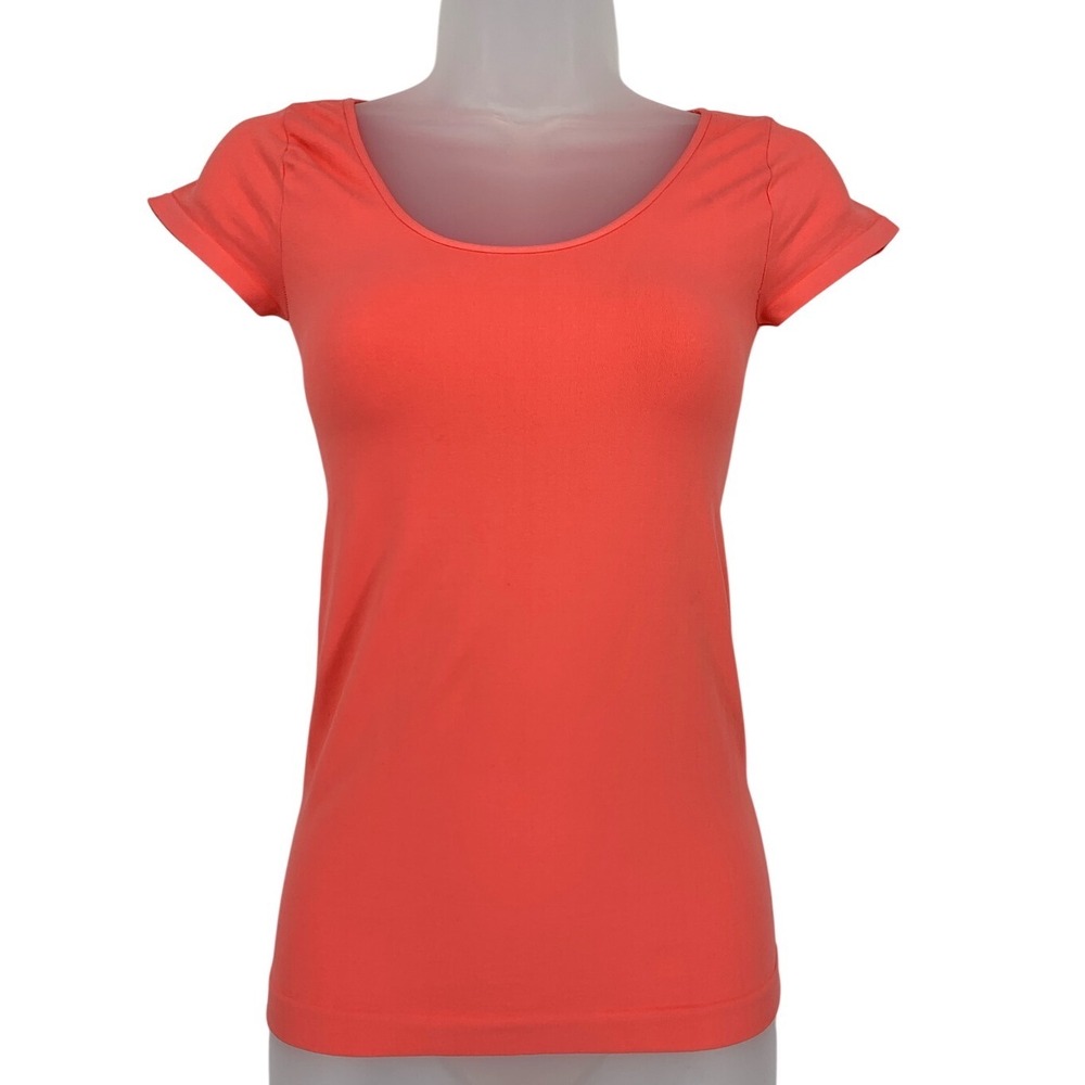 Nikibiki One Size Coral Fitted Stretch Top Short Sleeve Basic Layering